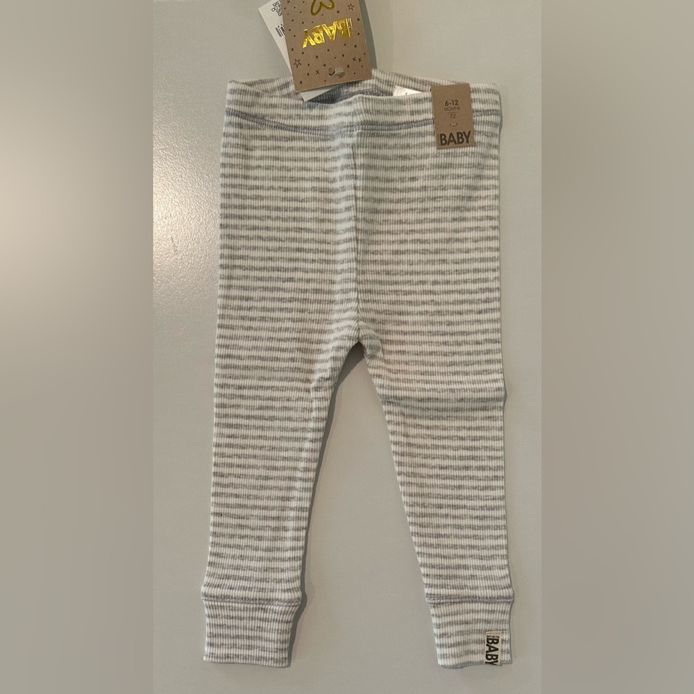Cotton on Kids Mini Ribbed Grey & White Leggings Size 6-12months